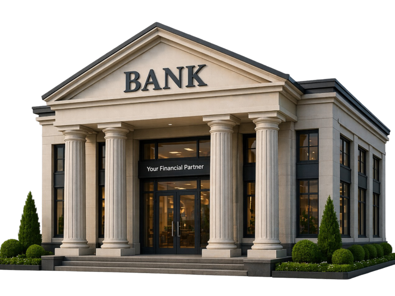 Bank building illustration